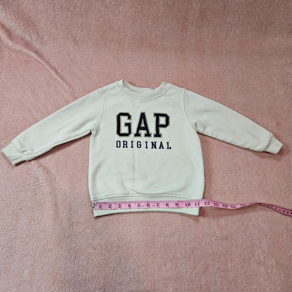 Gap Kids Original Graphic Logo Fleece Sweatshirt Cream Off-White Size 3T